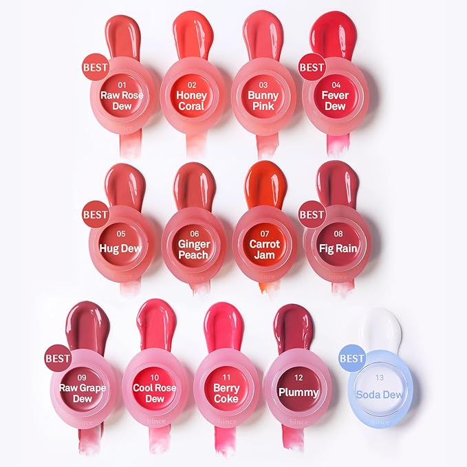 HINCE Raw Glow Dewy Ball - Tinted Lip Balm, Jelly Gloss Glow, Shine and Hydration, Lip & Blush Multiuse, Vegan, 0.12 oz. (13 colors) (CARROT JAM)