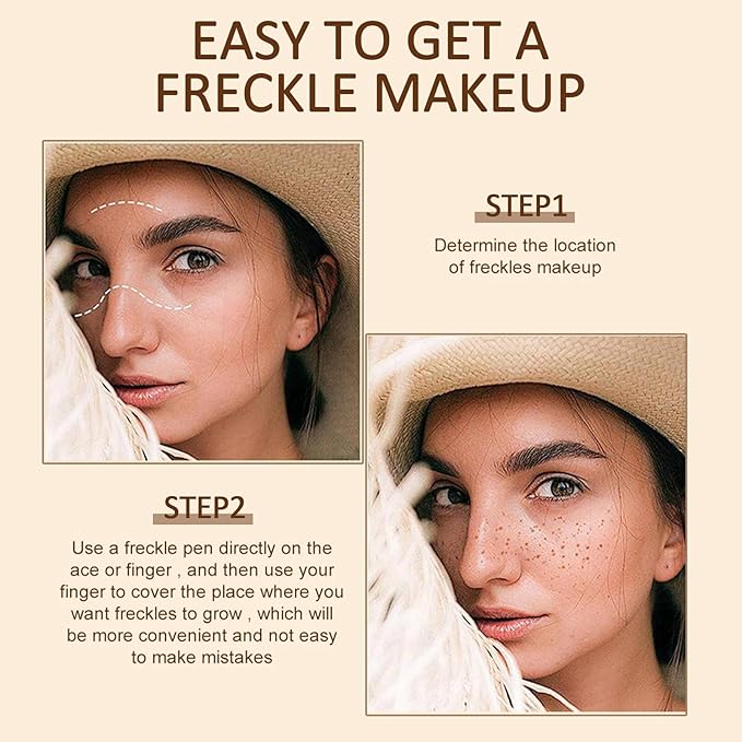 Erinde 2PCS Freckle Pen, Natural Lifelike Freckle Makeup Brown&Light Brown