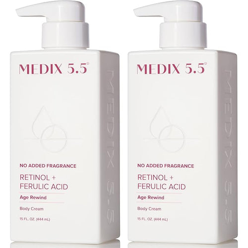 MEDIX Fragrance Free Retinol Body Lotion Crepey Skin Care Treatment | Firming Body & Face Moisturizer | Anti Aging Retinol Cream For Face Targets Look Of Crepe Skin & Wrinkles, 2-Pack
