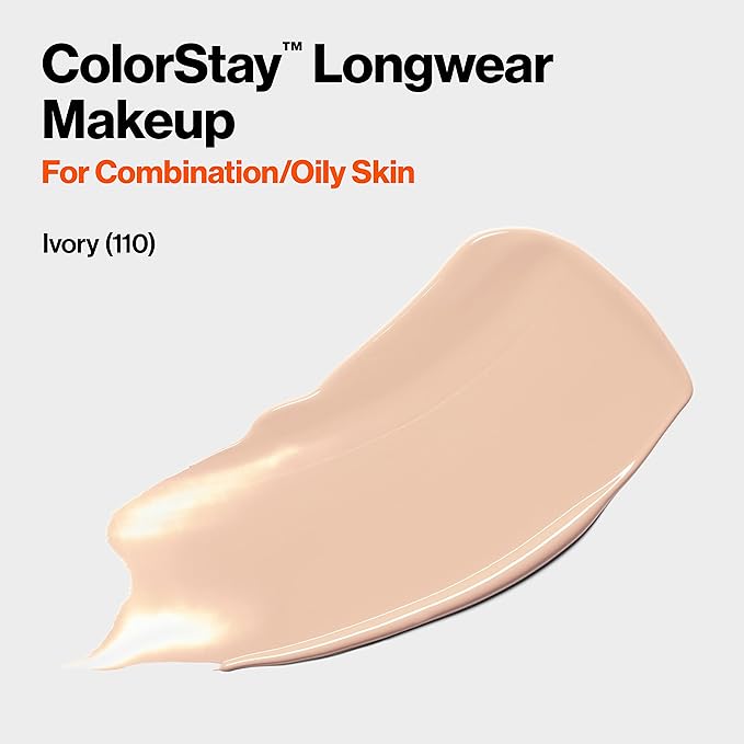 Revlon Liquid Foundation, ColorStay Face Makeup for Combination Ivory (110), 1.0 oz