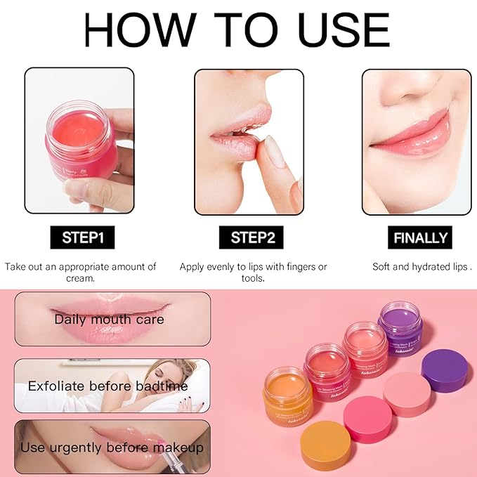 2PCS Lip Sleeping Mask, Lip Mask Grape)
