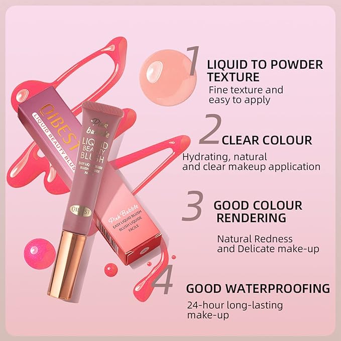 Liquid Blush Beauty Wand Matte Cream Blush Stick Plum Wine)
