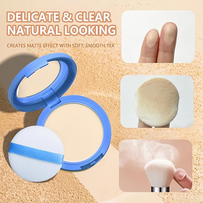 Oil Control Face Pressed Powder,Matte Smooth Flawless Setting 0.35Oz