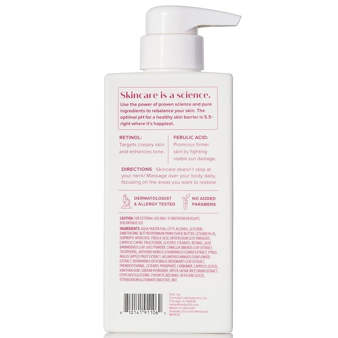 MEDIX Fragrance Free Retinol Body Lotion Crepey Skin Care Treatment | Firming Body & Face Moisturizer | Anti Aging Retinol Cream For Face Targets Look Of Crepe Skin & Wrinkles, 2-Pack