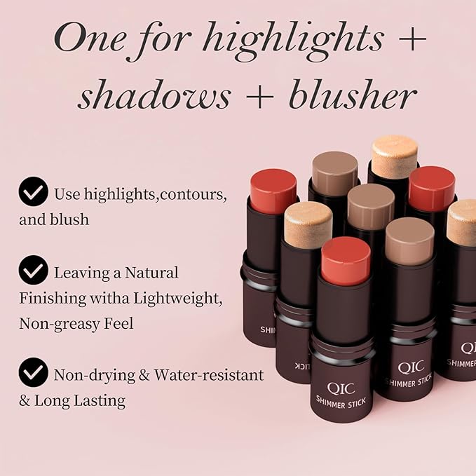 3 Pcs Contour Highlighter Stick Cream Blush for Set(Send brushes)