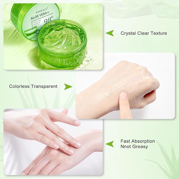 Organic Aloe Vera Gel for Face Made within 12 Hours of Harvest, 98% Pure Aloe Vera Gel for Skin, Scalp, & Hair, Soothing Aloe Face Moisturizer, Multipurpose Skin Care(20oz)