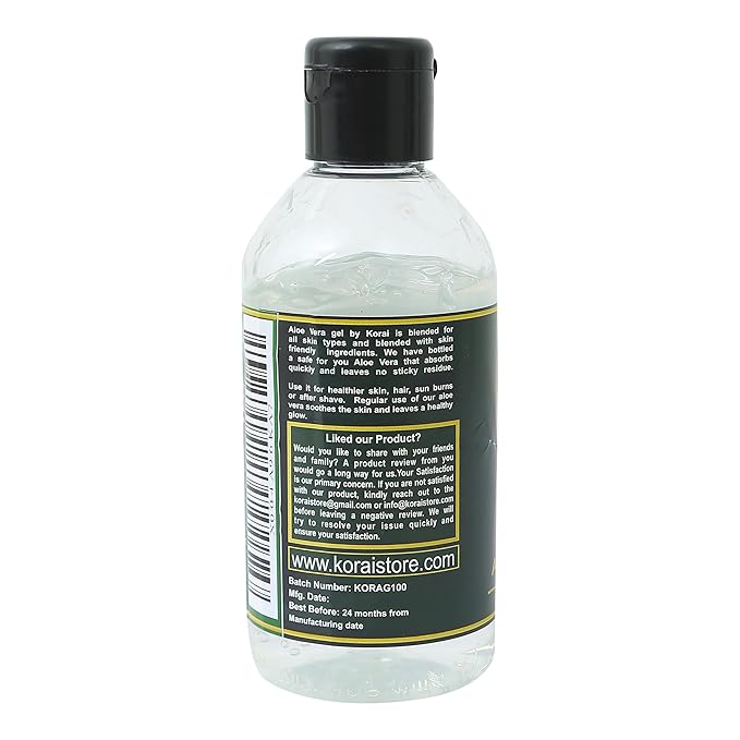 KORAI Aloe Vera Gel from freshly cut 100% Pure Aloe Vera Gel-Natural Ingredients-Vegan, Unscented - For Face, Skin, Hair, Sunburn relief