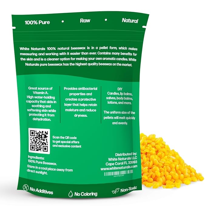 Yellow Beeswax Pellets 8oz, Pure, Natural, Naturals
