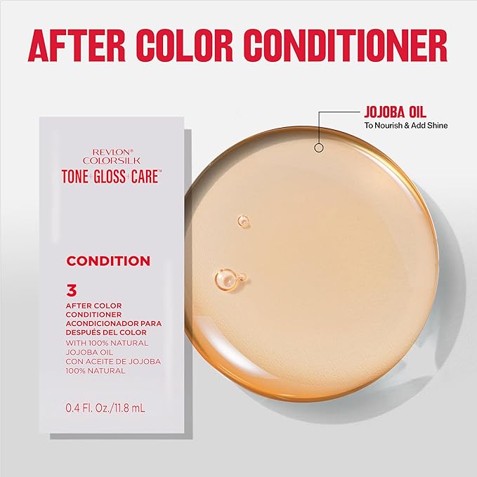 Revlon ColorSilk Tone + Gloss + Care Demi Permanent Hair Color, Dye Kit with Leave-In Scalp and Haircare Serum, 2x Shinier, 4x Stronger, 4RV Burgundy, 4.5 fl oz
