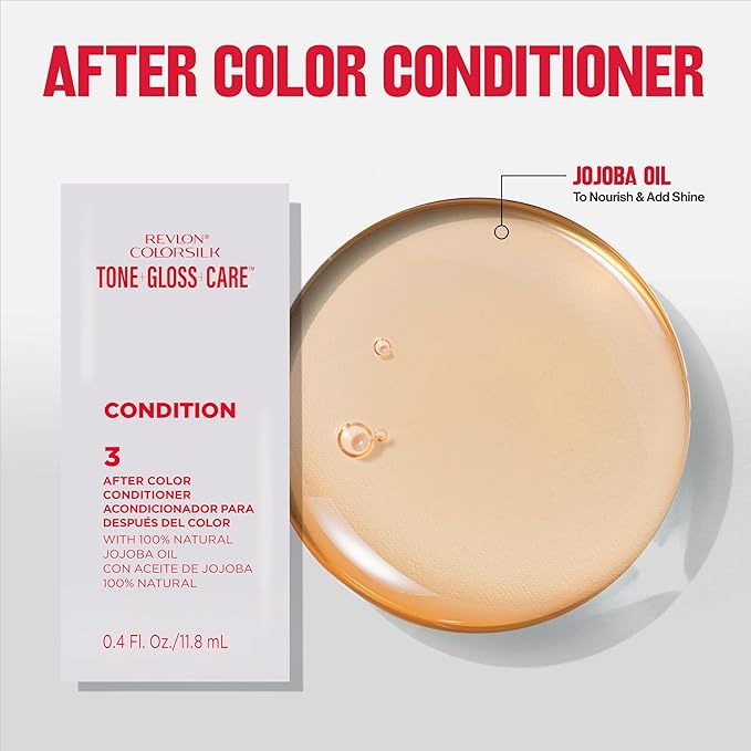 Revlon ColorSilk Tone + Gloss + Care Demi Permanent Hair Color, Dye Kit with Leave-In Scalp and Haircare Serum, 2x Shinier, 4x Stronger, 6 Light Brown, 4.5 fl oz