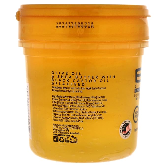 Eco Style Ecoco Gel - Olive Oil And Shea Butter Black Castor Oil And Flaxseed - Superior Hold And Healthy Shine - Helps Moisturize Scalp - Repairs Damaged Follicles - Promotes Hair Growth - 8 Oz
