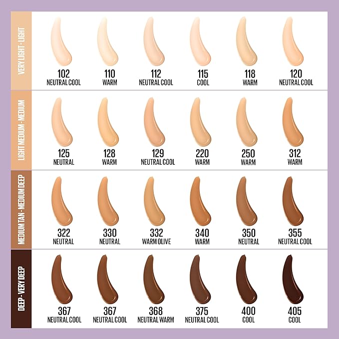 Maybelline Super Stay Lumi-Matte Foundation, Lightweight and Buildable Full Coverage Foundation Makeup For Up To 30HR Wear, 102, 1 Count