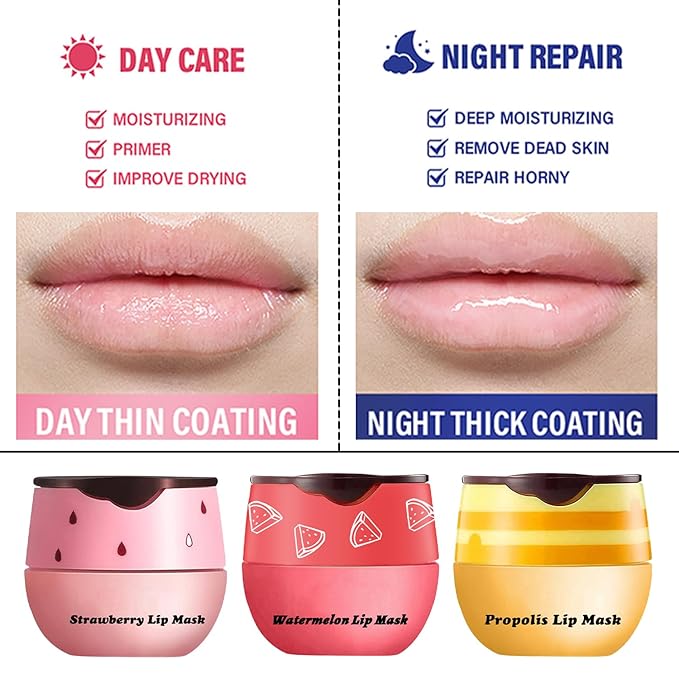 3 Pcs Honey Lip Balm, Bee (Honey+Strawberry+Watermelon)