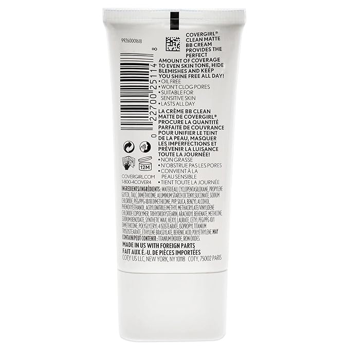 COVERGIRL Clean Matte BB Cream For Light & Oil-Free, 2-Pack