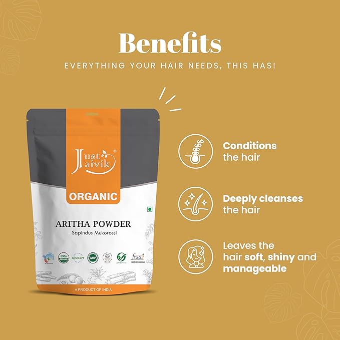 100% Organic Certified Aritha Powder (Soap Nut Powder) 227g