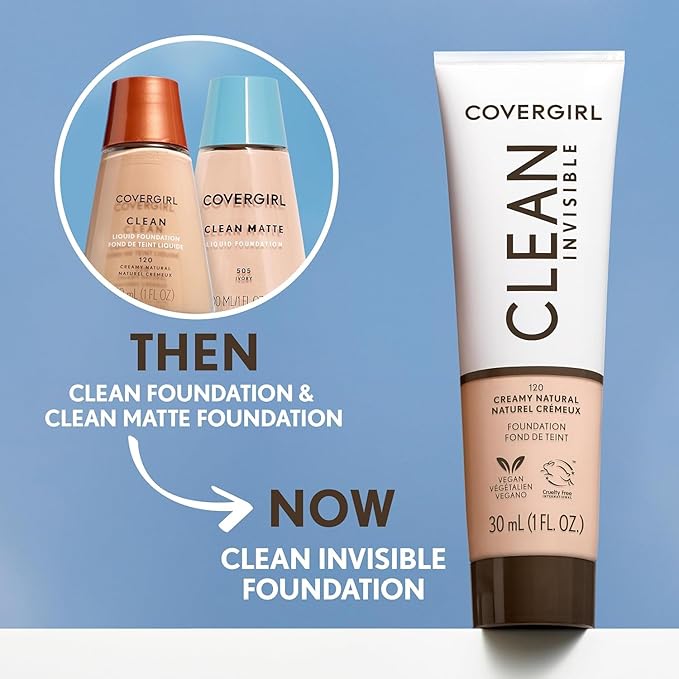 COVERGIRL Clean Matte Liquid Foundation, Perfect Beige 548, Pack of 1
