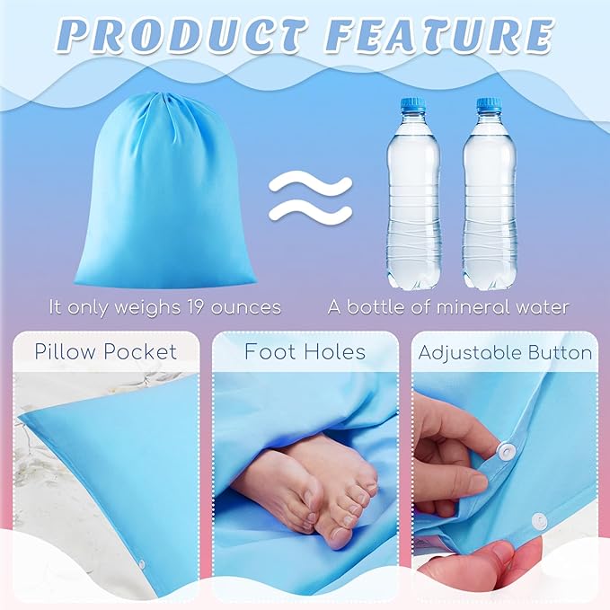 Irenare 2 Pcs Self Tanning Sleep Sack Self Tanning Sheets Protector Self Tan Sleep Bag Protect Sheets from Self Tanner Travel Camping Sheet Sleep Bag for Outdoor Travel Hotels(Pink, Blue)