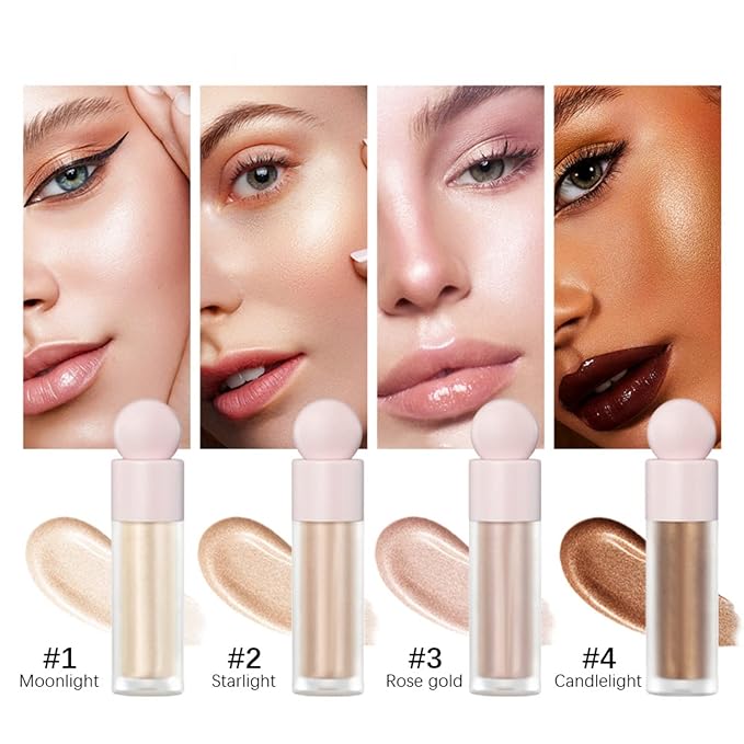 Liquid Highlighter Natural Glow For Face & Body, (#4 Candlelight)