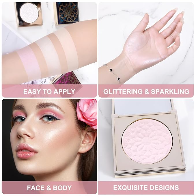 Face Highlighters Exquisite 3D Texture Luminizers Palette, Shiny