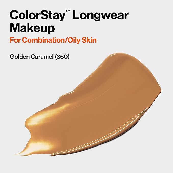 Revlon Liquid Foundation, ColorStay Face Makeup for Combination Caramel (360), 1.0 Oz