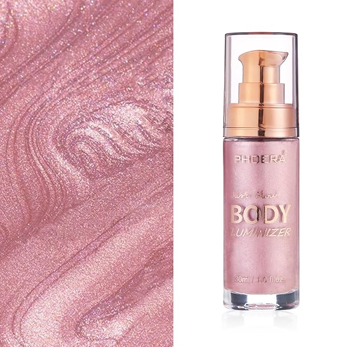 Body Shimmer Oil, Waterproof Long Lasting Moisturizing Bronze Pink #04) 1oz