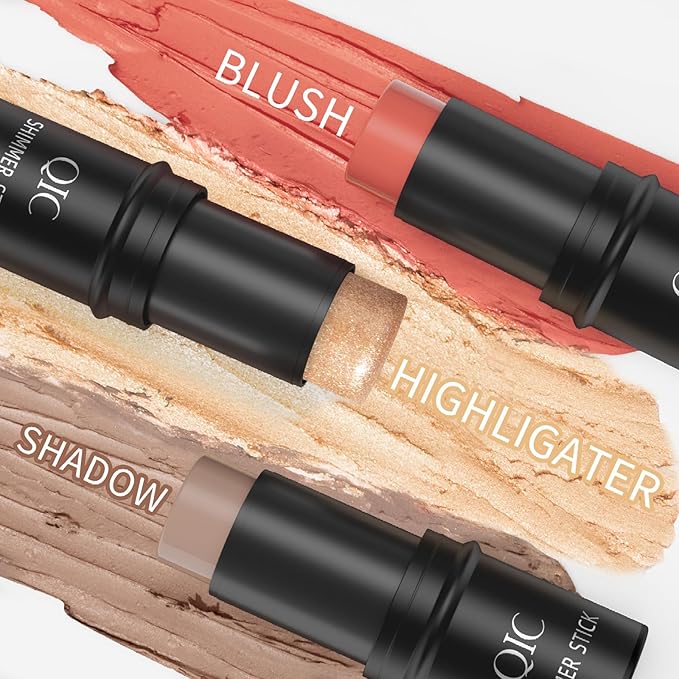 3 Pcs Contour Highlighter Stick Cream Blush for Set(Send brushes)