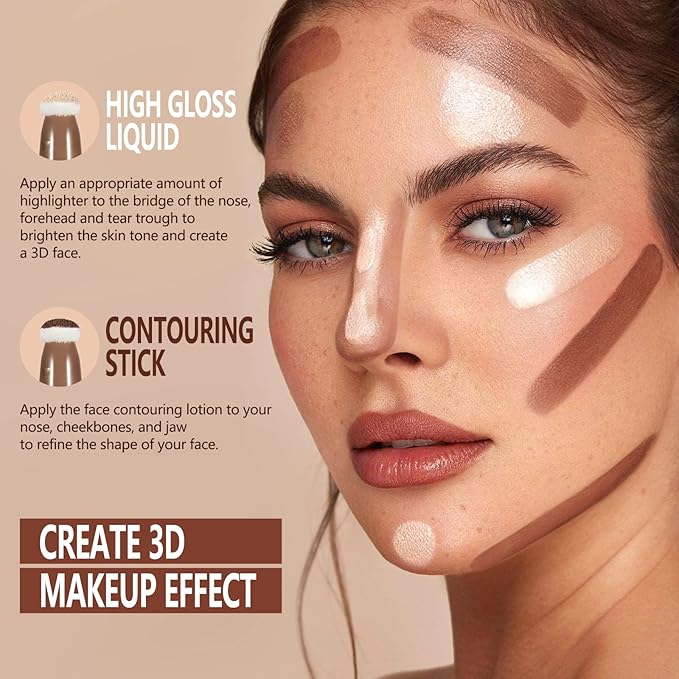 Contour Stick With Cushion Applicator,Liquid Contour Wand,Cream Contour