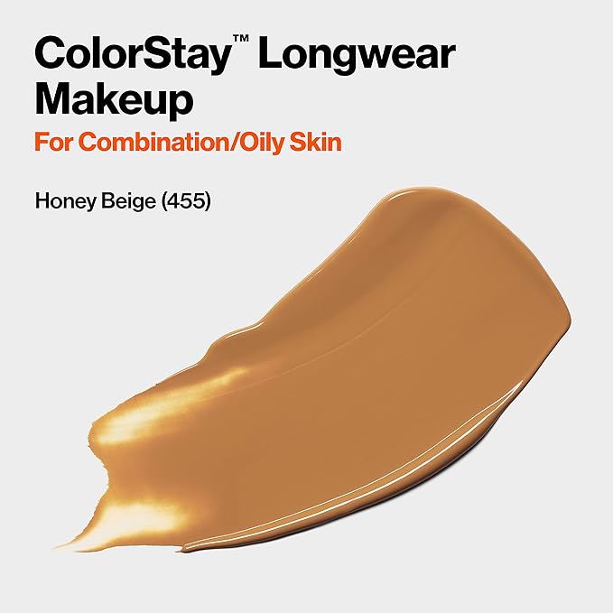 Revlon Liquid Foundation, ColorStay Face Makeup for Combination Beige (455), 1.0 oz
