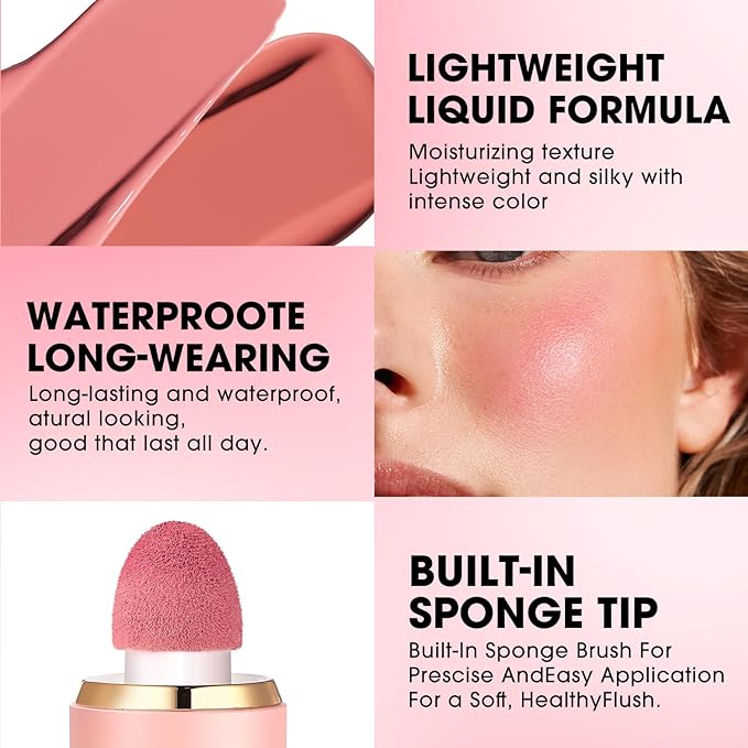 Jolilab Liquid Blush - High Pigment, Long - Lasting, Buildable Color for a Natural Glow(#1+2+3)
