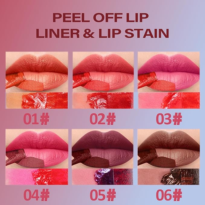 Wonder Blading Lip Stain Peel Off Masque, 6 Colors Tattoo Peel Off Mask, Matte Finish Peel Off Lip Stain, Waterproof & Transfer Proof Nude Lip Tint, Lip Tatoo Peel Lip Tint, 01# Orange Red