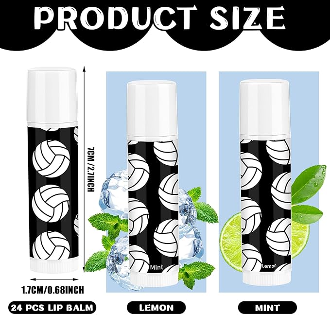 24 Pcs Volleyball Lip Balm Volleyball (Black)
