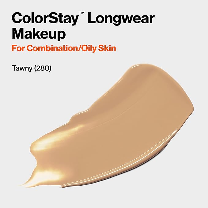 Revlon Liquid Foundation, ColorStay Face Makeup for Combination Tawny (280), 1.0 oz