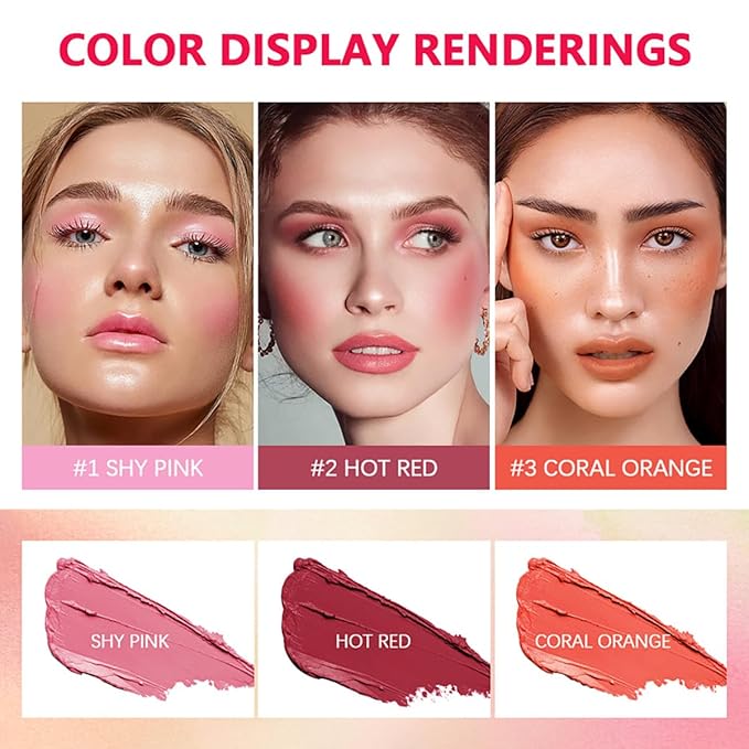 Multi-Use Makeup Blush Stick, Cream Blush Stick, Tinted (1#Shy Pink)
