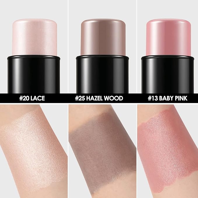 FOCALLURE 3 Pcs Cream Contour Sticks,Shades with Highlighter Finishing Makeup,FAIR-LIGHT