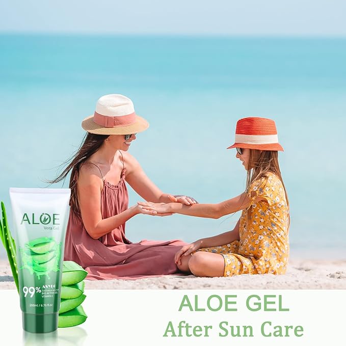 200x2 ML Aloe Vera Gel – 99% Organic Pure Aloe Vera Hydrating Face & Body Moisturizer, Natural Aloe Cream for Dry Skin, Sunburn, Acne, Soothing & Moisturizing