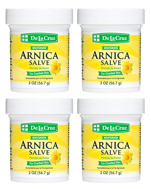 De La Cruz Arnica Salve - Foot Cream for Dry Cracked Heels and Feet - Moisturizing Hand Salve for Dried Hands - 24 Hour Moisture Foot Cream for Dry Cracked Feet and Rough Skin - (2 Ounces - 4 Jars)