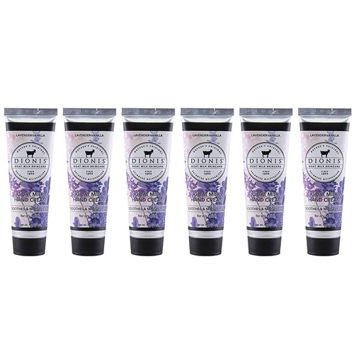 Dionis - Goat Milk Skincare Scented Hand Cream (1 oz) Set of 6, Moisturizing Lotion for Dry Skin, Good for Sensitive Skin, Cruelty-free and Paraben-free (Lavender Vanilla)