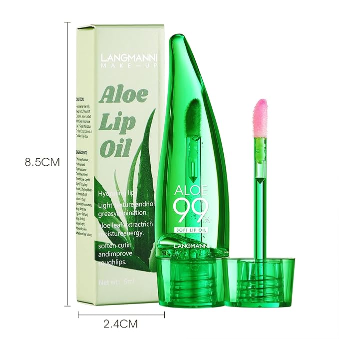 Lip Balm, 3PCS Aloe Vera Long Lasting Nutritious Lip Oil, Color Changing Tinted Lip Balm Set, Natural Plumping Hydrating, Easy Brush Application, Cute Portable Design, Unisex