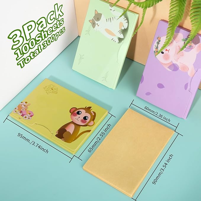 300 Sheets Blotting Paper, HNYYZL Oil Absorbing Sheets