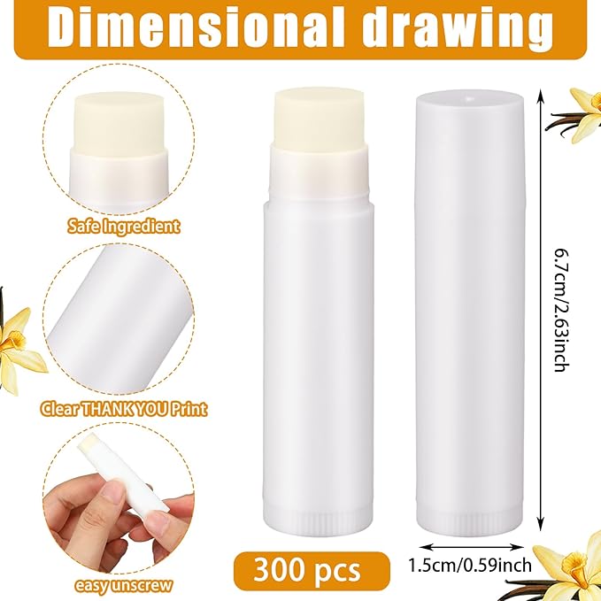 Demissle 300 Pcs Unlabeled Lip Balms Favors(Vanilla)