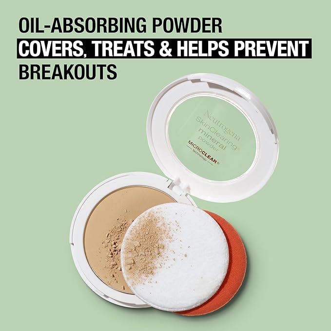 Neutrogena SkinClearing Mineral Acne-Concealing Pressed Powder Compact, Shine-Free 38 oz