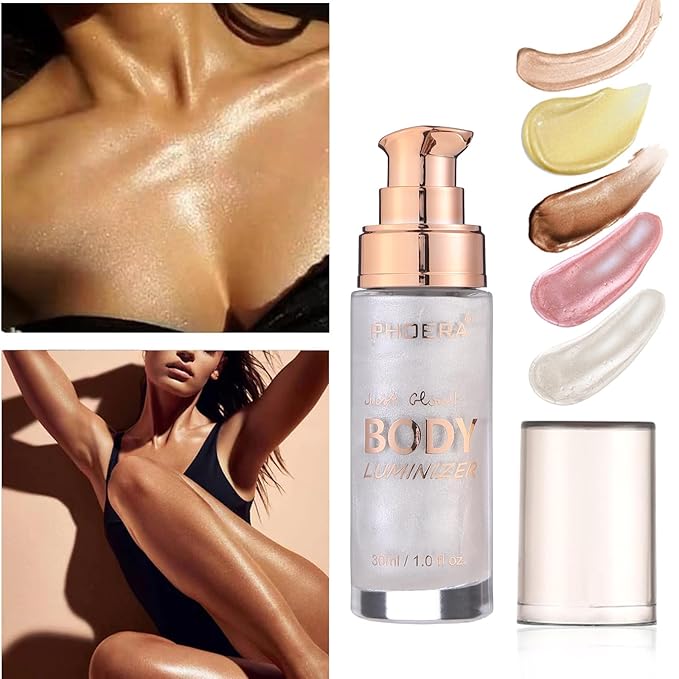 Body Shimmer Oil, Waterproof Long Lasting Moisturizing Bronze Platinum #05) 1oz