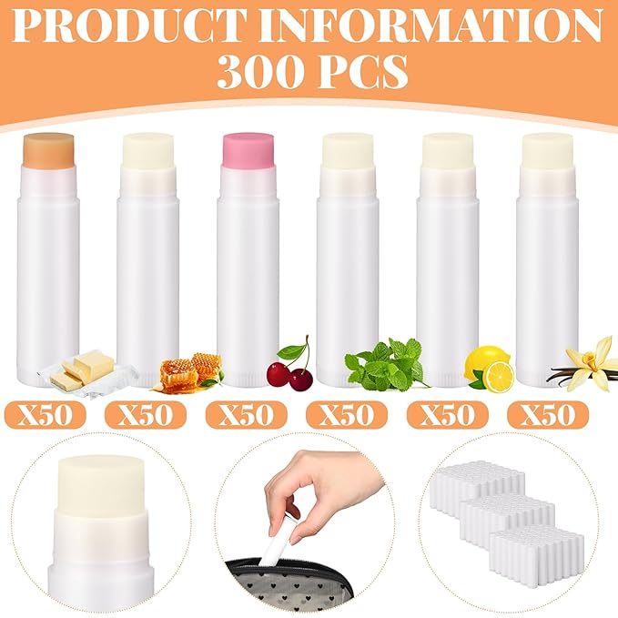 Demissle 300 Pcs Unlabeled Lip Balms Flavor)