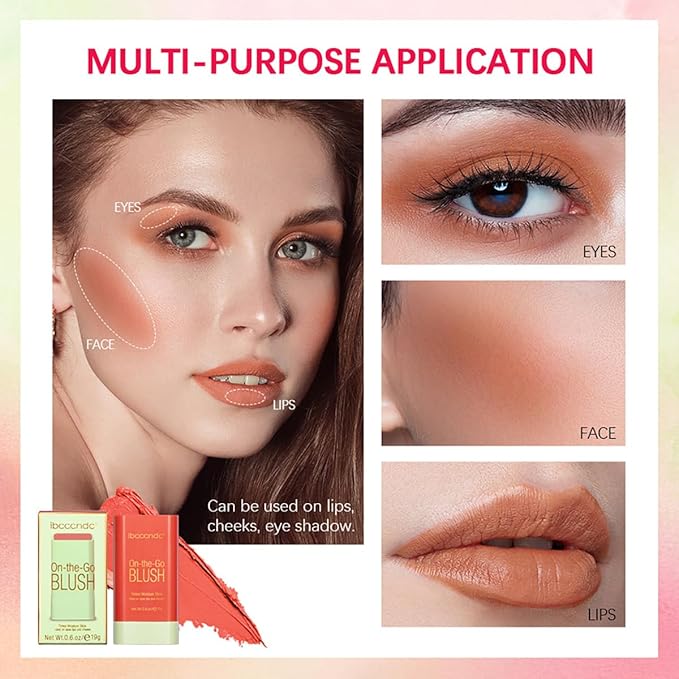 Multi-Use Makeup Blush Stick, Cream Blush Stick, Tinted (1#Shy Pink)
