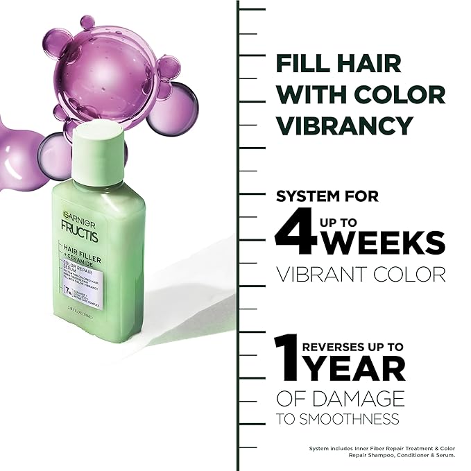 Garnier Fructis Hair Filler Color Repair Serum for Colored, Bleached Hair - Ceramide Treatment, 3.8 Fl Oz