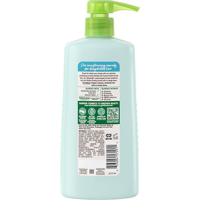Garnier Whole Blends Coconut Water & Aloe Vera Refreshing Conditioner for Normal Hair, 26.6 Fl Oz, 1 Count (Packaging May Vary) (Pack of 2)