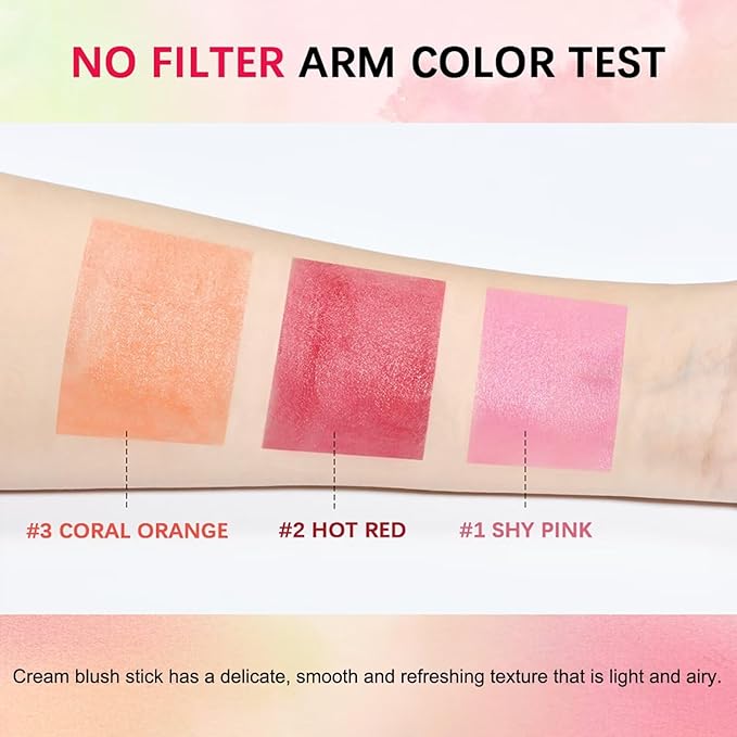 Multi-Use Makeup Blush Stick,Beauty Solid Moisturizer Stick,Waterproof Natural Cheek(1#shy pink)