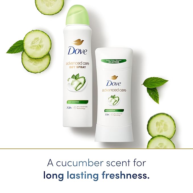 Dove Advanced Care Antiperspirant Deodorant Stick for Women Cool Essentials For 48 Hour Protection And Soft And Comfortable Underarms, 2.6 oz 2 Count