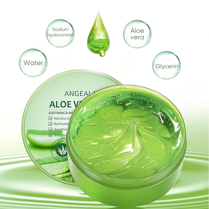 Organic Aloe Vera Gel for Face Made within 12 Hours of Harvest, 98% Pure Aloe Vera Gel for Skin, Scalp, & Hair, Soothing Aloe Face Moisturizer, Multipurpose Skin Care(20oz)