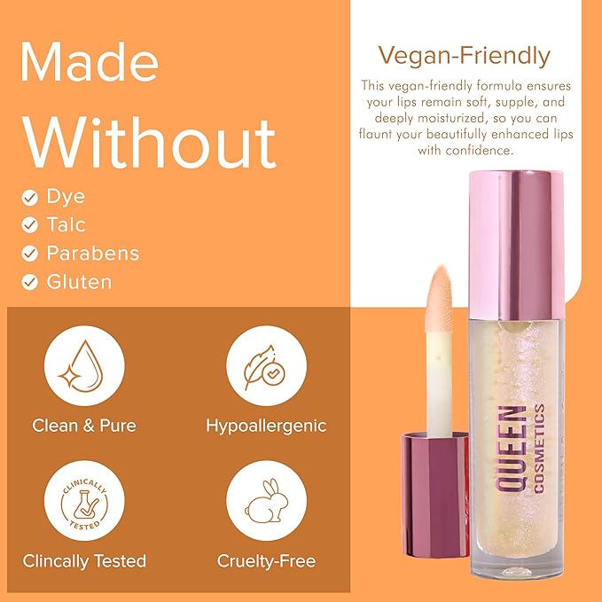 Queen Cosmetics Lip Plumper Gloss, 0.5 (Glazed